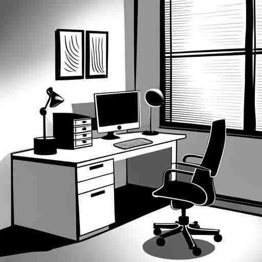 AI Generated image using Jasper - depicting an office desk setting